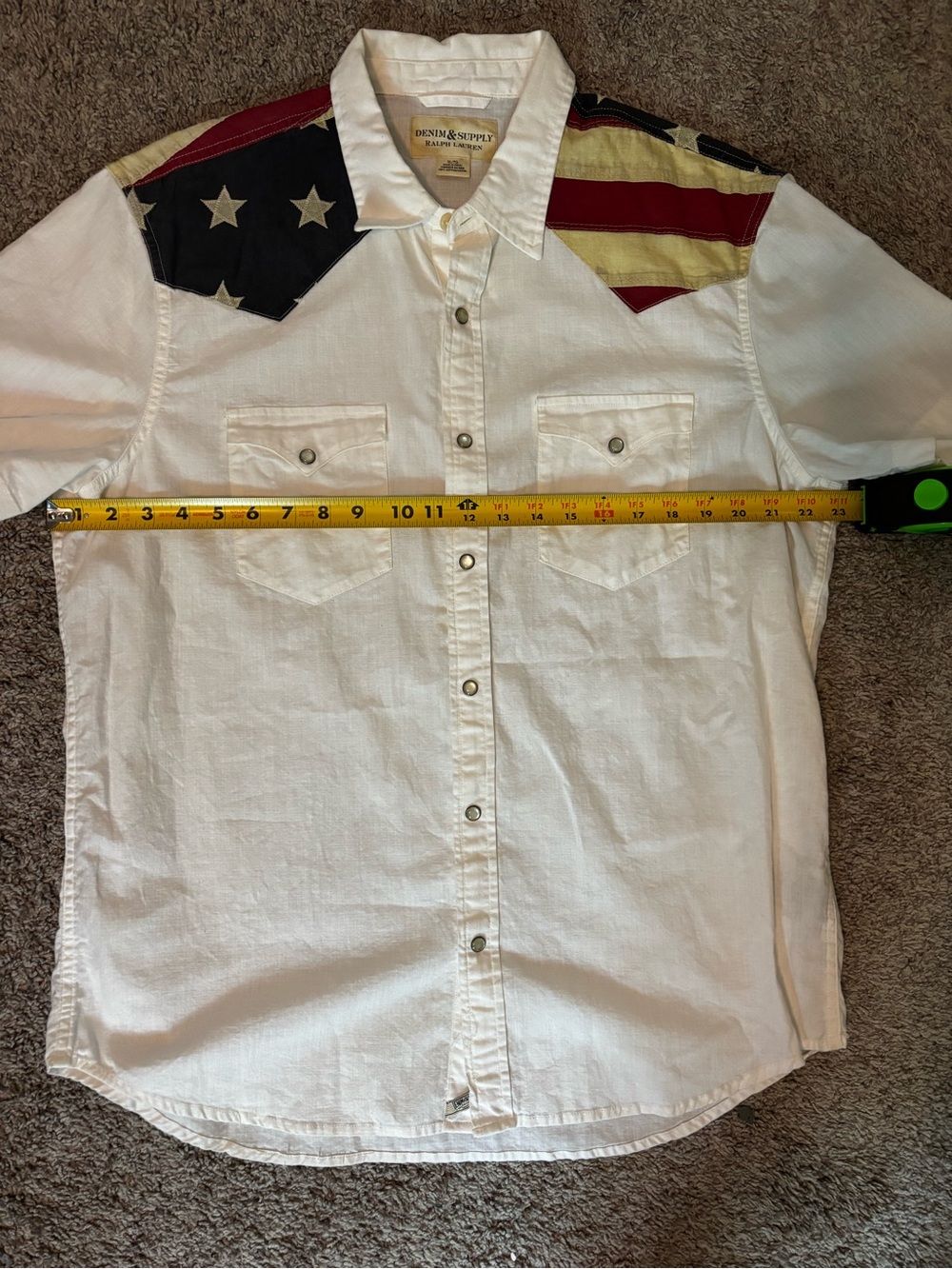 Ralph Lauren Short-Sleeve Western Shirt with American Flag Shoulder Panels XL - Picture 6 of 7